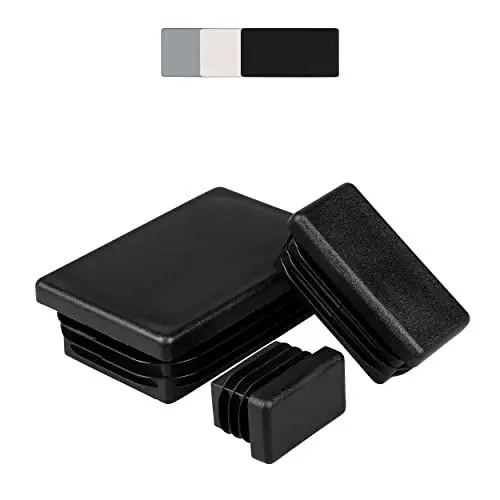 Produktbild: 10 Stück Kunststoff Rechteck Rohrstopfen, Lamellenstopfen, Verschiedene Größen und Farben, Möbelgleiter, Stuhlbeinschoner, Schutzkappen (Rohraußenmaß: 40x20mm, Rohrwandstärke: 1,5-2mm, Schwarz)