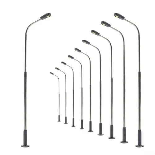 Produktbild: LED-Modell-Straßenlaterne, 1:50 Modelleisenbahn, warmweiße Lampe, Pfostenstraßenlaterne, H0 für TT-Messgerät, Einzelscheinwerfer, 10 Stück