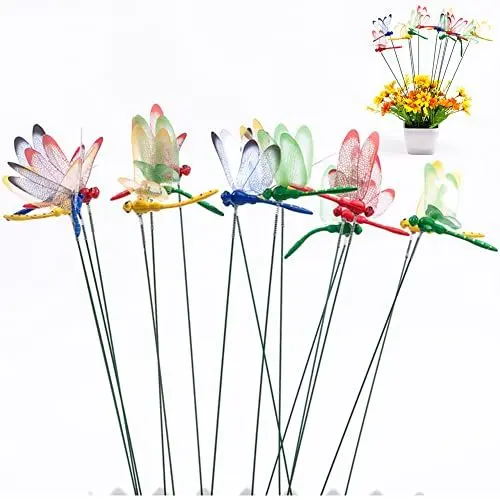 Produktbild: 10 Stück Libellen-Gartenstecker, Libellenpfähle für den Außenbereich, Hof, Blumentopf, Bett, Gartendekoration, Hofkunst