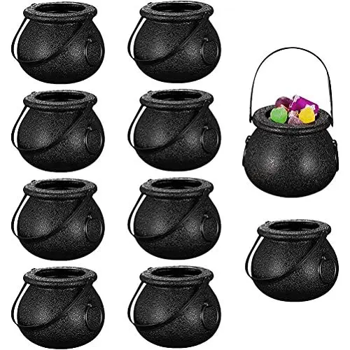 Produktbild: 10 Stück Mini-Schwarzer Hexenkessel Halloween-Süßigkeitseimer Kinder-Hand-Süßigkeitsgläser für Süßes oder Saures, Halloween-Partygeschenk