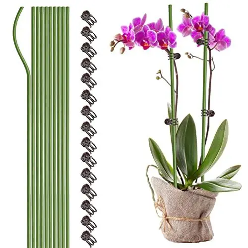 Produktbild: 10 Stück Pflanzenstützen Pflanzstäbe, Garten Pflanzenpfähle für Gemüse, Topfpflanzen, Tomaten - Grün, braune Farbe, Unsichtbare Farbe (Grün 40cm)