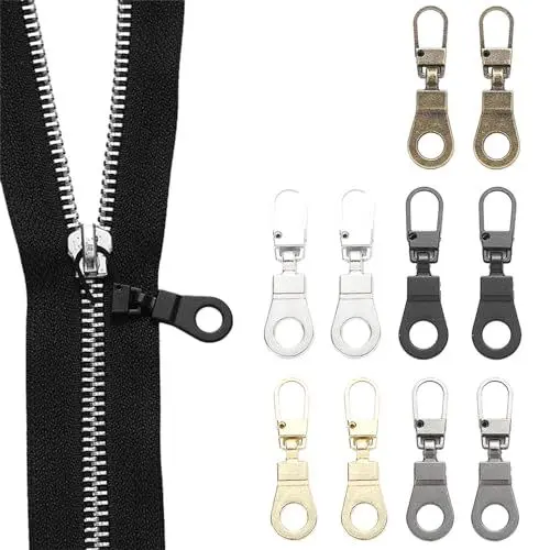 Produktbild: 10 Stück Reißverschluss Zipper, Metall Reißverschlusszieher, Reißverschluss Reparatur Universal Reißverschluß Schieberegler Ersatz für Kleidung, Jacken, Geldbörsen, Rucksäcke(5 Farben)