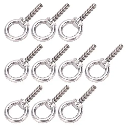 Produktbild: 10 Stück Ringschraube 304 Edelstahl Hebe-Rundring-Schraubbefestigung Hardware M8 mit Muttern und Unterlegscheibe, 5/16 Zoll X 1 Zoll für Swing Board-Reifen