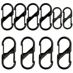 Produktbild: 10 Stück S Karabiner,50mm/40mm/31mm Metall Doppelkarabiner 8 Förmiger Karabiner Karabinerhaken für Camping Zuhause Wandern(Schwarz)