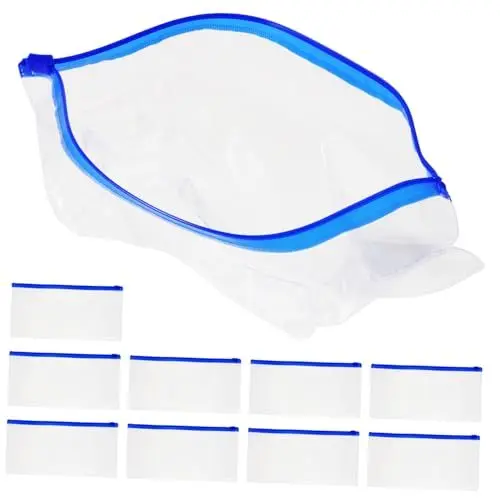 Produktbild: CANIGHT Zipper Beutel 10 Stück Transparente Bleistifttasche Federmäppchen Bleistiftbeutel Aufbewahrungsbehälter Für Stifte Stiftetui Transparente Make up Tasche Transparente Stifttaschen