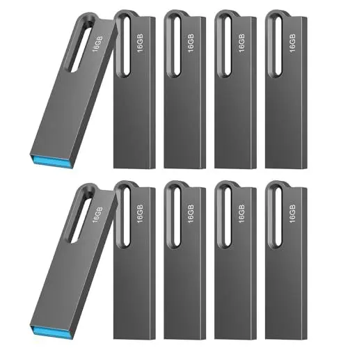 Produktbild: 10 Stück USB Stick 16GB USB 3.0 Stick USB Sticks USB Flash Drive USB Speicherstick 3.0 High Speed USB 16gb Metall Wasserdichtes USB Flash Laufwerk für IOS Android Windows Linux Pad Laptop Schwarz