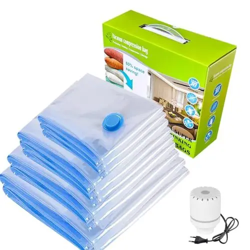 Produktbild: 10 Stück Vakuumbeutel für Kleidung Bettdecken mit Elektrischer Luftpumpe, Vakuumbeutel für Kleidung Staubsauger(2 Jumbo/2 Groß/3 Mittel/3 Klein), Vakuumbeutel für Matratzen, Reise, Kissen, Bettwäsche