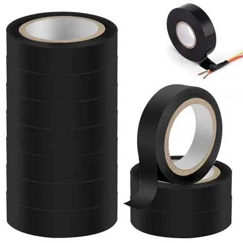 Produktbild: 10 Stück Wasserdicht Elektrisches Isolierband, 18mm x 20m Isolierband Schwarz, Electrical Tape für Verdrahtungsprojekte und Reparaturen