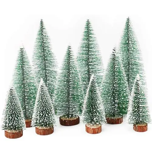 Produktbild: 10 Stück Weihnachtsbaum Mini Künstlich, 3 Größe Miniatur Tannenbaum Klein Weihnachts Baum Mini Christbaum Tree Künstlicher Weihnachtsbaum Deko 10/15/20 cm