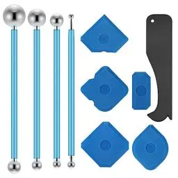 Produktbild: 10stk Werkzeug Schaber Kit, 4 Stück Metallkugel Abzieher & 5 Silikon Fugenglätter & 1 Schaber aus Kunststoff, Silikon Abzieher Fugen, Silikonentferner Werkzeug Caulking Kit für Bad Küchenfliese