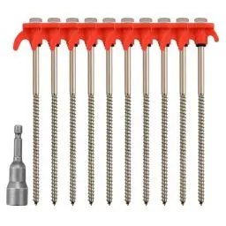 Produktbild: 10 Stück Zeltheringe, Drehbare Zeltheringe mit Gewinde,Schwere Zeltheringe, Heringe Stahl mit Gewinde und Seil-Halterung, Zelthaken für harten Boden, Wald, Gras