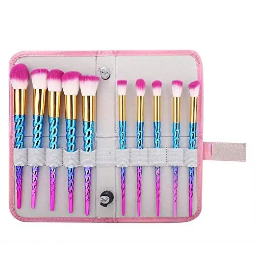 Produktbild: 10 Stück bunte Make-up Pinsel Set Lidschatten Foundation Rouge Pinsel mit Aufbewahrungstasche Professional Cosmetic Foundation Pinsel Puder Pinsel Augenpinsel