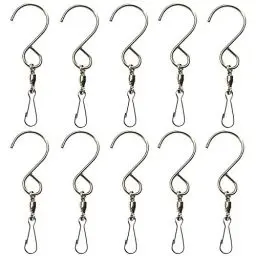 Produktbild: 10 Stück drehbare Haken Clips aus Edelstahl, 360 °C, zum Aufhängen von Windspielen, Blumen, Pflanzen, Vogelkäfig, Party-Dekoration
