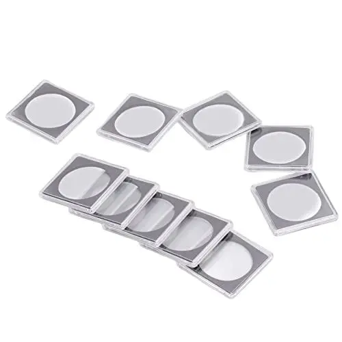 Produktbild: 10 Stück quadratische Münzbox aus Kunststoff, quadratische Münzbox aus Acryl, Münzvitrine, Ständer, transparenter Münz-Organizer für Sammler, Münzen-Dollar-Schein-Sammlung