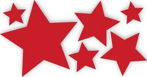 Produktbild: 10 Stück rote, selbstklebende Sterne Autoaufkleber Fensterdekoration Fensterbild/Fensteraufkleber, Wandtattoo Deko Sticker, Weihnachtsdekoration, Schaufenster In- und Outdoor 62s1