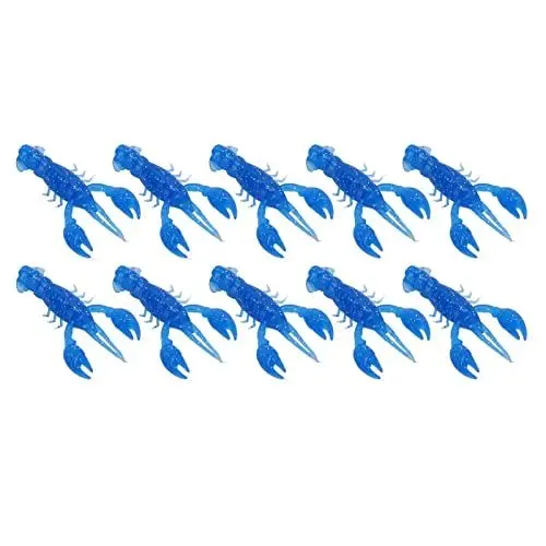 Produktbild: 10 Stück weiche Angelköder, Crawdad Gummiköder, künstlicher Silikon-Weichköder, elastischer, Flexibler weicher Angelköder, wiederverwendbar für Barschangeln, Angeln im Freien (Blue)