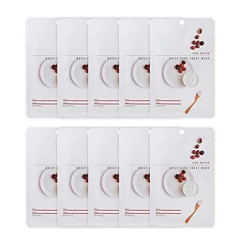 Produktbild: (10 Stücke) EUNYUL Daily Care Gesichtsmasken-Packung Sheabutter 22 ml x 10 Stück Vegan Koreanische Hautpflege Hypoallergenes Tencel-Blatt & natürliche Inhaltsstoffe