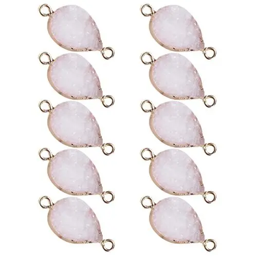 Produktbild: 10 Stücke Edelstein Achat Kristall DIY Tropfen Schmuck Gold Chakra Links Zarte Anschlüsse Haken für Edelstein Quarz Druse Natürliche Perlen Druzy Ornament Plattiert Anhänger