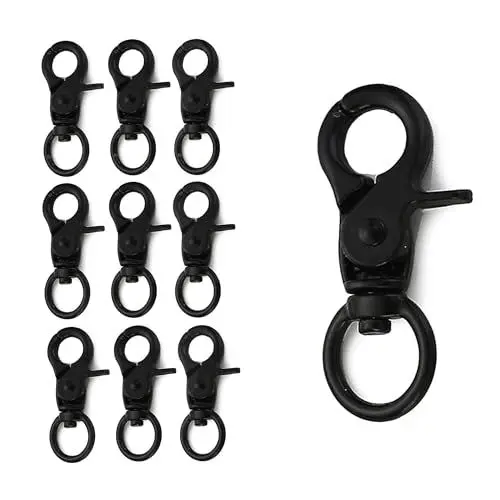 Produktbild: 10 Stücke Karabiner Wirbel Schnappkarabiner, Schlüsselanhänger Karabiner Mit Drehgelenk Karabinerhaken mit Drehgelenk Klein,Für Hundeleine, Schlüssel, Taschen, Gurtband (Zinklegierung, Schwarz)