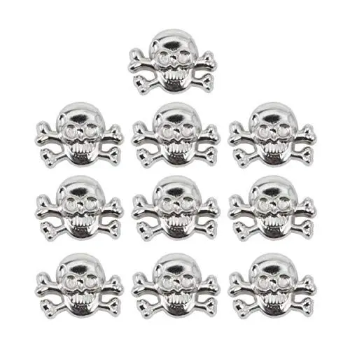 Produktbild: 10 Stücke Schädel Kopf Nieten Spikes Metall Schraube Zurück Leder Punk Nieten für DIY Handwerk Leder Liefert Geldbörse Kleidung Dekor (Silber)