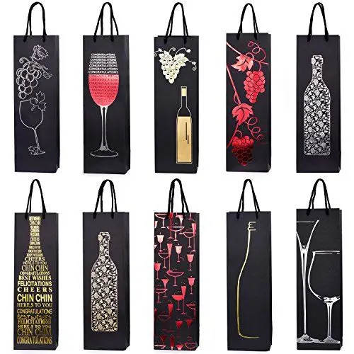 Produktbild: 10 verschiedene Flaschentüten Geschenktüten für Wein Prosecco und Champagner 40 x 12 x 9 cm