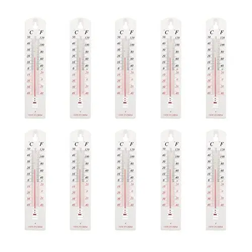 Produktbild: 10 Stück Thermometer Set Analoges Innenthermometer, hohe Genauigkeit für Innen Außen und Garten analog Gartenthermometer weiß