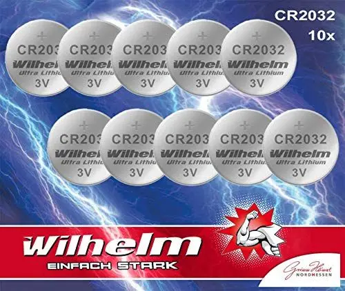 Produktbild: 10 x Knopfzelle CR2032 Wilhelm Batterie Lithium 3V CR 2032 Industrieware
