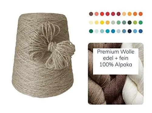 Produktbild: 100% Alpaka 500 Gramm günstige Wolle zum Stricken Strickwolle Handstrick Wolle Alpakawolle Stricken Häkeln Garn kratzfrei Nadel 3 3,5 4 5 - Beige