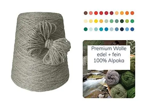 Produktbild: 100% Alpaka 500 Gramm günstige Wolle zum Stricken Strickwolle Handstrick Wolle Alpakawolle Stricken Häkeln Garn kratzfrei Nadel 3 3,5 4 5 - Beige Stein