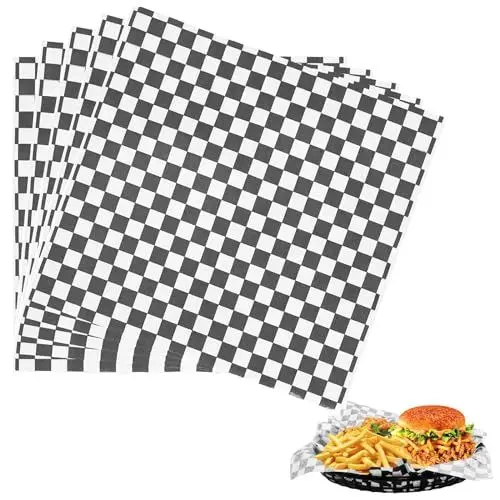 Produktbild: 100 Blätter Käsepapier Wachspapier Schwarz Deli Papierblätter Wrap Papier für Lebensmittel Antihaftpapier Brotpapier für Burger Butcher BBQ Sandwiches Pommes (28 * 26cm)