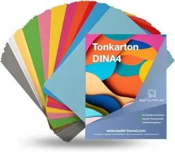 Produktbild: 100 Blatt A4 Tonpapier - 140 g/m² Papier - Tonkarton mit 16 Farben bunt mit Gold & Silber Farben- Bastelpapier & Bastelkarton zum Basteln & Gestalten - Buntes Papier