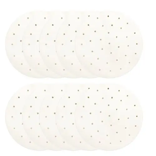 Produktbild: 100 Blatt Backpapier, Dampfpapier, 23 cm Durchmesser, Basis für Fritteuse, Dampffritteuse, Beschichtung für Fritteuse, rund, antihaftbeschichtet, Bambuspapier, perforiert