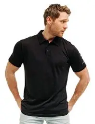 Produktbild: 100% Merino Poloshirt Herren - Outdoor Atmungsaktiv Merino Shirt Herren Kurzarm Polo und Langarm Polo (XXX-Large, Black Polo)