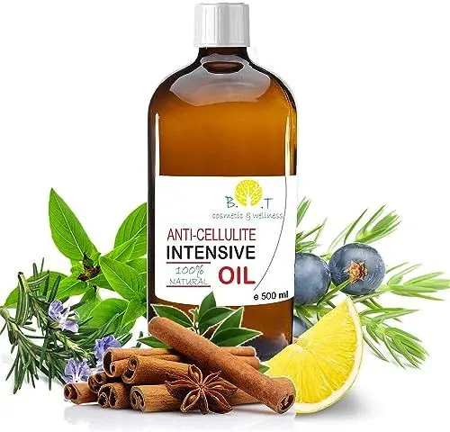 Produktbild: 100% Natürlich Anti Cellulite-Öl 500 ml Massageöl, Cellulite Massagegerät. Penetrieren Sie 6 Mal besser als Cellulite Creme. Mit ätherischen Ölen. Straffendes Körperöl Body Oil