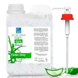 Produktbild: 100% Natürliches Aloe Vera Gel, Kanarischen Inseln - Feuchtigkeitsspendend & Beruhigend für Gesicht, Körper, Haarmaske, Nach Rasur & Epilation - Minderung von Dunklen Flecken - Pumpspender - 1000 ml