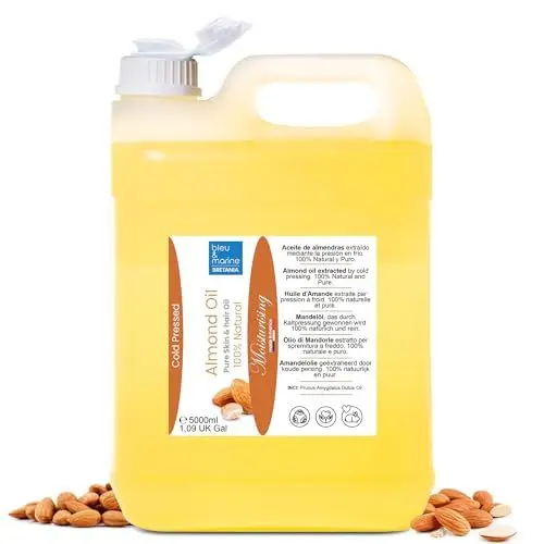 Produktbild: bleu & marine Bretania - 100% Natürliches Kaltgepresstes Mandelöl | Schwangerschafts- & Babyhautpflege | Natürlicher Make-up-Entferner & Haarpflege | Gold, 5 l (1er Pack)