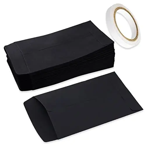Produktbild: 100 Papiertüten Klein Samentütchen 10 x 6 cm Schwarz Kraftpapier Tüten für Gastgeschenke Hochzeit, Süßigkeiten, Münzen