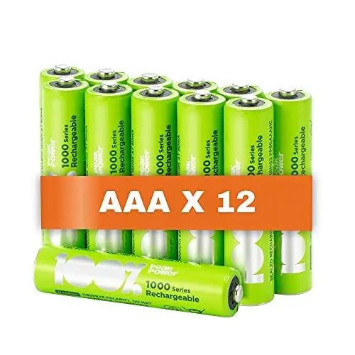 Produktbild: PeakPower Akku AAA | 12 Stück aufladbare Batterien AAA NiMH 1,2 Volt (1,2V) optimierte Kapazität, geringe Selbstentladung, vorgeladen (AAA Akkus wiederaufladbar x12)