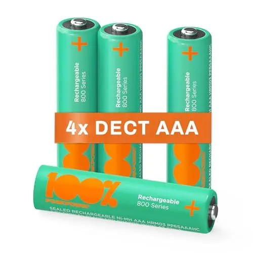 Produktbild: PeakPower Akku AAA für Telefon, 4 Stück Batterien AAA wiederaufladbar 1,2V, ideal für schnurlose Telefone etc., kein Memory-Effekt, geringe Selbstentladung, Ready-to-Use (4X AAA Akku Telefon)