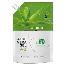 Produktbild: 100% Reines Aloe Vera Gel aus Spanien | Feuchtigkeitsspendend für Gesicht und Körper | Beruhigend nach Haarentfernung | Ideal für trockene Haut Organisch, 500 ml