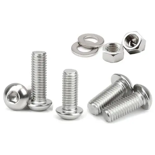 Produktbild: JDMA 100 Stück M5x12 Linsenkopfschraube mit Innensechskant und Muttern Unterlegscheiben ISO 7380 304 Edelstahl Vollgewinde Halbrundkopfschraube Flachkopfschraube Linsenschraube