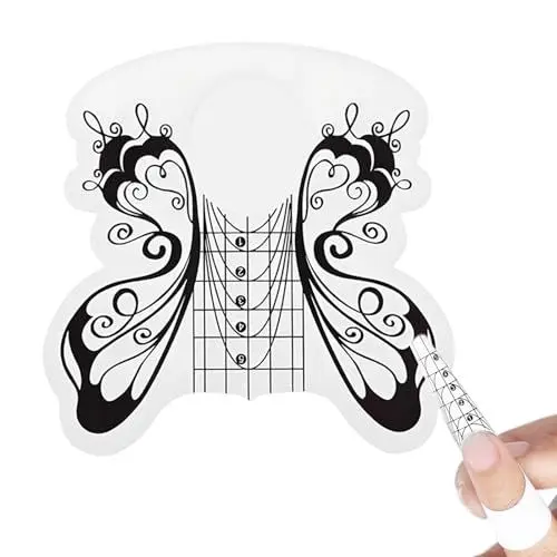 Produktbild: 100 St Nagel Schablonen, Selbstklebende Butterfly Schwarz, Nagelschablonen Modellier-Schablone selbstklebend für Gel-Nägel, Nagelverlängerung Modellier-Schablone Selbstklebend fürNailart