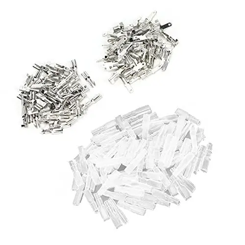 Produktbild: 100 Stk. Spaten Crimpklemmen, Quick Splice Buchsen/Stecker, Selbstsichernder Stecker 2,8 Mm mit 100 Stk. Isolierhülsen für 0,5-1,5 Mm² Draht