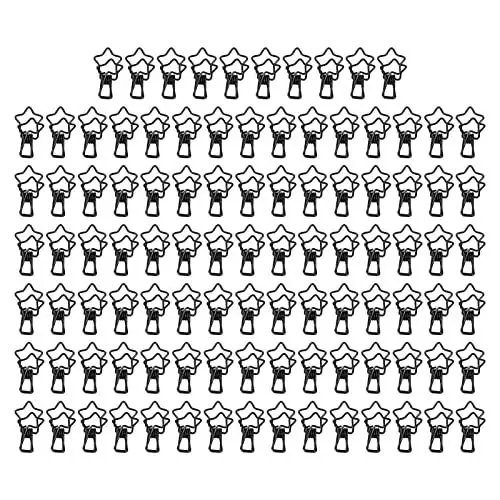 Produktbild: 100 StüCk Metalldraht AushöHlen Stern Binder Clips, Niedliche Sternform Metall Kleine Binder BüRoklammern Schulbedarf FüR Ihre Dokumente Zertifikate Tickets Kleidung (Schwarz)