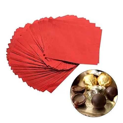 Produktbild: 100 Stück/Lot Quadratische Bonbons, Schokoladenlutscher, Folienverpackungen, Süßwaren, 7,6 X 7,6 Cm, Mehrfarbig (Rot)