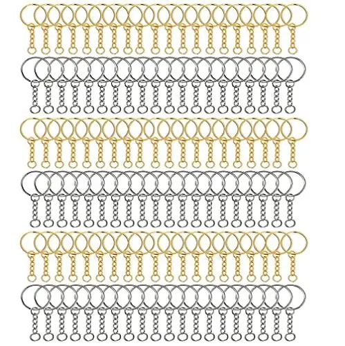 Produktbild: 100 Stück 25mm Schlüsselring mit Kette,Schlüsselanhänger Ringe,Metall Schlüsselringe,Schlüsselanhänger Zubehör,für Schlüssel Handwerk DIY, Schmuckherstellung
