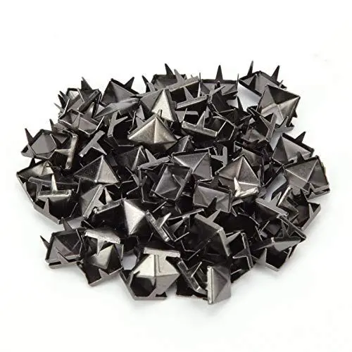 Produktbild: 100 Stück 9mm Quadratische Nieten, Pyramidenförmiger Punknietbolzen, 4 Klauen Quadratische Nieten Kupfernieten für DIY-Dekoration(Pistolenfarbe)