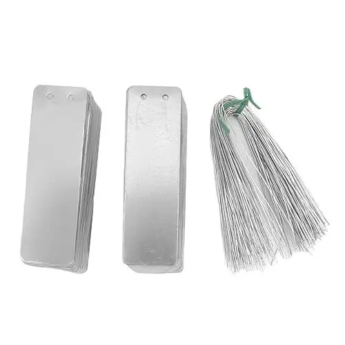 Produktbild: 100 Stück Aluminium-Baumetiketten, Metallbaum-Aluminium-Pflanze, Doppelseitig Beschreibbare Metalletiketten für Gartenarbeit Im Freien, Hohe Haltbarkeit, Baumkennzeichnung,
