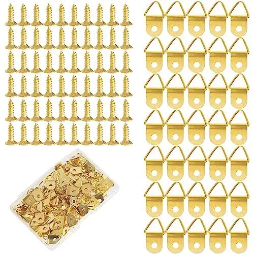 Produktbild: 100 Stück Bilderhaken Bildaufhänger Bilderrahmen Aufhänger Haken mit Schrauben Picture Hängehaken für Haus Büro Foto Bild Malerei Hängen Gold