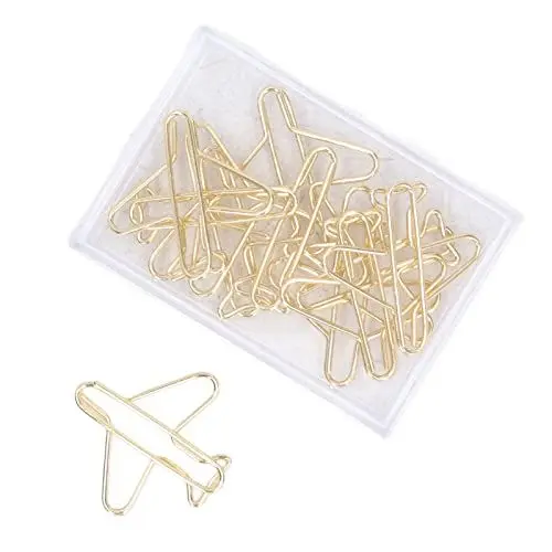Produktbild: 100 Stück Büroklammern, Süßer Flugzeugförmige Papierclip, Gold Klein und Exquisit Briefklammern, Wiederverwendbare Klein Büroklammer